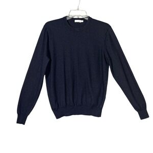 Suitsupply Sweater Women L Navy Blue Merino Wool Crewneck Fine Knit Classic